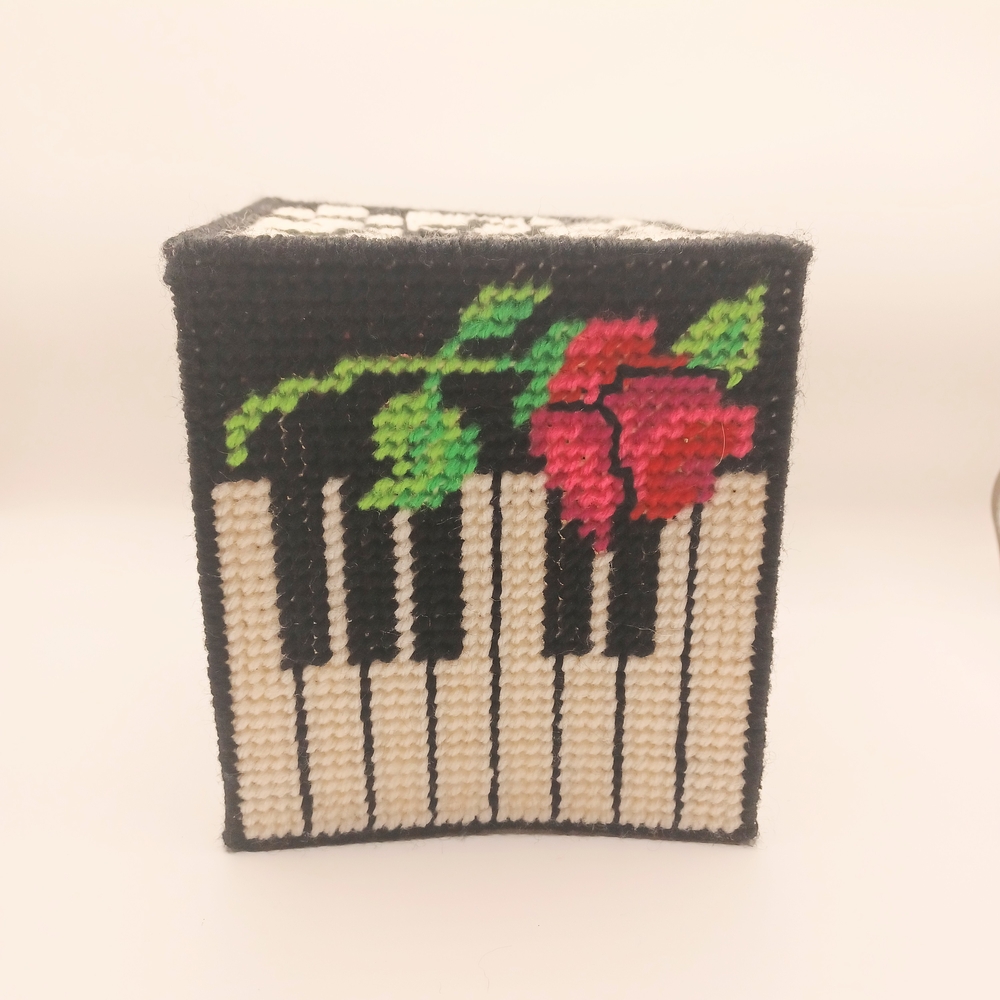 Handcrafted Piano Key and Rose Design Box